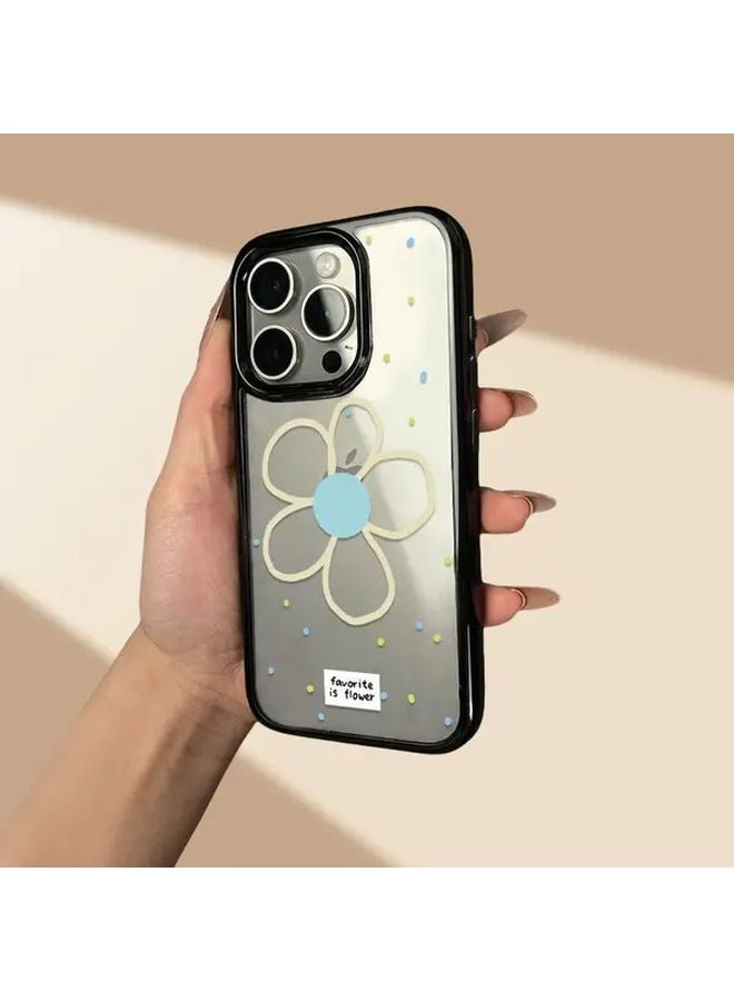 Floral Acrylic Transparent Phone Case with Black Edge Compatible for iPhone 12 Pro Max - Image 5